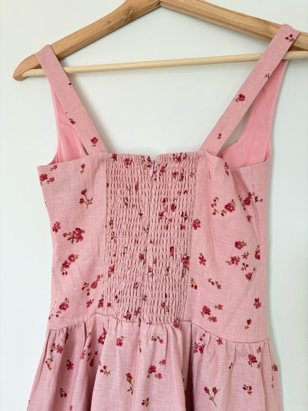NEW Reformation Janu Midi Linen Dress Noelia Pink Floral | US 0 UK 4 - Picture 10 of 14